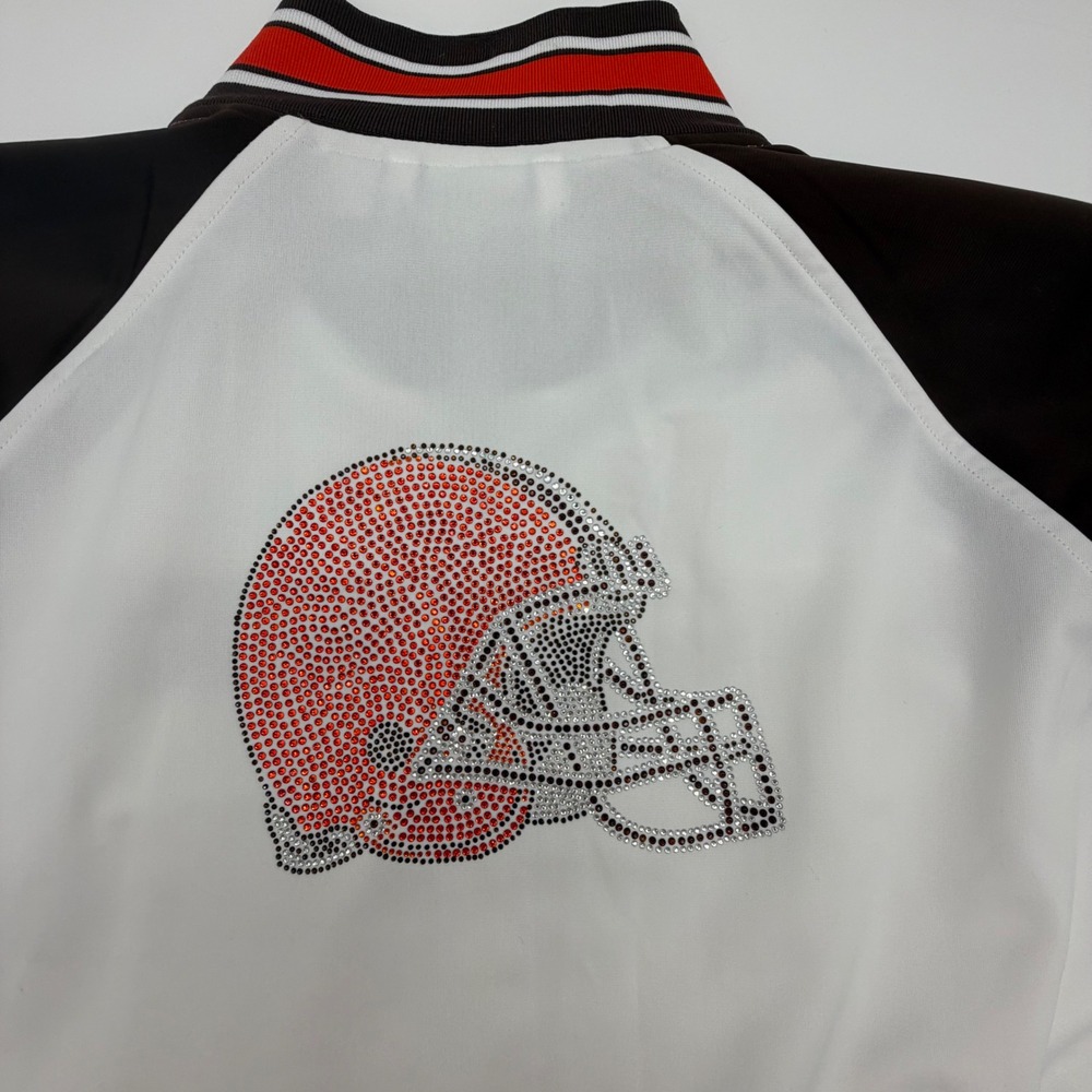 Cleveland Browns Womens Track Jacket Rhinestone Helmet NFL Team Apparel 3XL‎